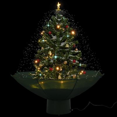 vidaXL 2' Green Snowing Christmas Tree with Umbrella Base Image 3