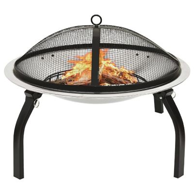 vidaXL 2-in-1 Fire Pit and BBQ with Poker 22"x22"x19.3" Stainless Steel fire pits Image 1