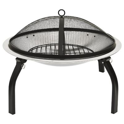 vidaXL 2-in-1 Fire Pit and BBQ with Poker 22"x22"x19.3" Stainless Steel fire pits Image 3