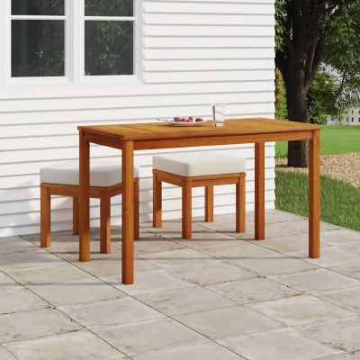 vidaXL 3 Piece Patio Dining Set with Cushions Solid Wood Acacia Image 1