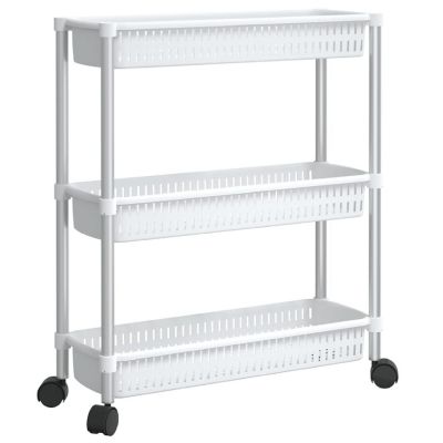 vidaXL 3-Tier Storage Trolley Silver and White Aluminum Image 1