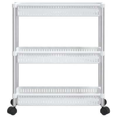 vidaXL 3-Tier Storage Trolley Silver and White Aluminum Image 2