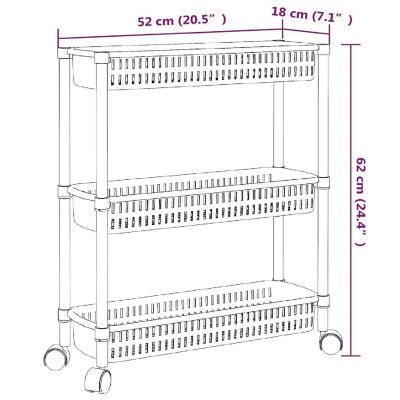 vidaXL 3-Tier Storage Trolley Silver and White Aluminum Image 3