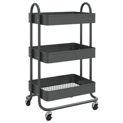 vidaXL 3-Tier Trolley Anthracite 16.9"x13.4"x31.1" Steel Image 1