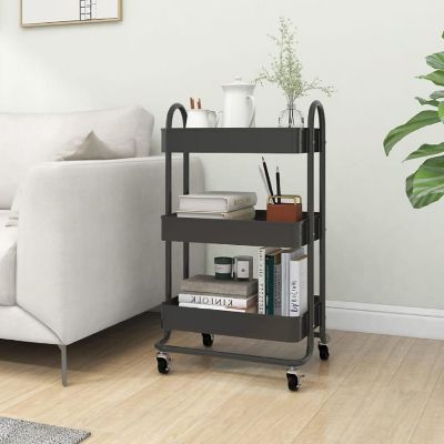 vidaXL 3-Tier Trolley Anthracite 16.9"x13.4"x31.1" Steel Image 1