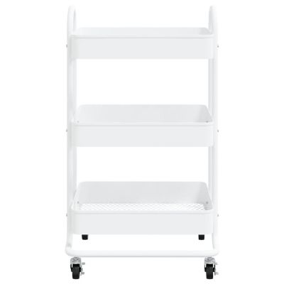 vidaXL 3-Tier Trolley White 16.9"x13.4"x31.1" Steel Image 3