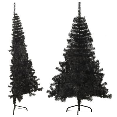 VidaXL 4' Black PVC/Steel Artificial Half Christmas Tree with Stand Image 1