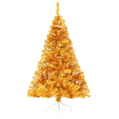 VidaXL 4' Gold PVC/Steel Artificial Half Christmas Tree with Stand Image 3