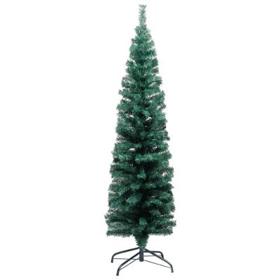vidaXL 4' Green Slim Artificial Christmas Tree with Stand Image 2