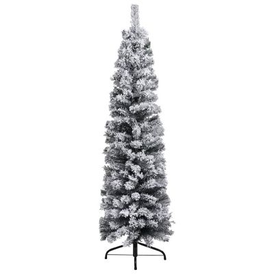 vidaXL 4' Green Slim Christmas Tree with LED Lights & Flocked Snow & 61pc Gold Ornament Set Image 2