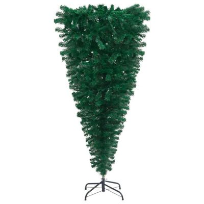 vidaXL 4' Green Upside-down Artificial Christmas Tree with LED Lights & 61pc Gold/Bronze Ornament Set Image 2