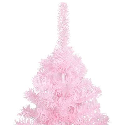 VidaXL 4' Pink Artificial Christmas Tree with LED Lights & White/Gray Ornament Set Image 2