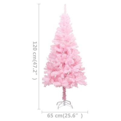 VidaXL 4' Pink Artificial Christmas Tree with LED Lights & White/Gray Ornament Set Image 3