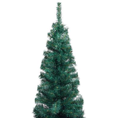 vidaXL 4' PVC/Steel Slim Artificial Christmas Tree with LED Lights & Stand Image 2