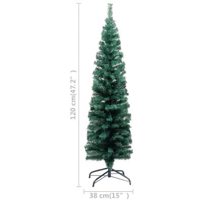 vidaXL 4' PVC/Steel Slim Artificial Christmas Tree with LED Lights & Stand Image 3