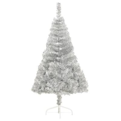 VidaXL 4' Silver PVC/Steel Artificial Half Christmas Tree with Stand Image 3