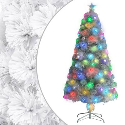 VidaXL 4' White Fiber Optic Artificial Christmas Tree with LED Lights Image 1