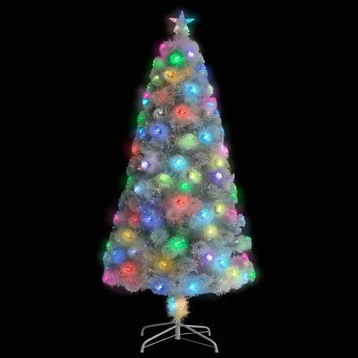 VidaXL 4' White Fiber Optic Artificial Christmas Tree with LED Lights Image 3