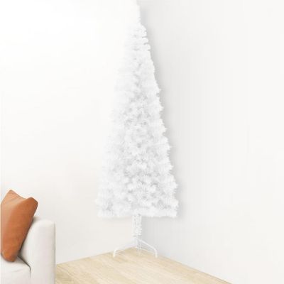 vidaXL 4' White Slim Artificial Half Christmas Tree with Stand Image 3