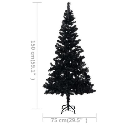 VidaXL 5' Black Artificial Christmas Tree with LED Lights & 61pc Gold ...