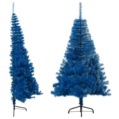 VidaXL 5' Blue PVC/Steel Artificial Half Christmas Tree with Stand Image 1