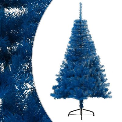 VidaXL 5' Blue PVC/Steel Artificial Half Christmas Tree with Stand Image 3
