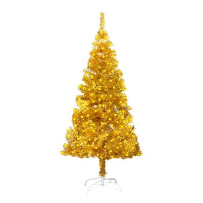 VidaXL 5' Gold Artificial Christmas Tree with LED Lights & Stand Image 1