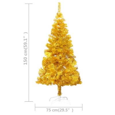 VidaXL 5' Gold Artificial Christmas Tree with LED Lights & Stand Image 3