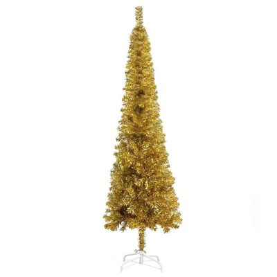 vidaXL 5' Gold Slim Christmas Tree Image 2