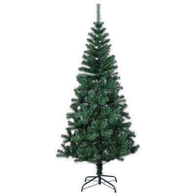 vidaXL 5' Green Artificial Christmas Tree with Iridescent Tips Image 1