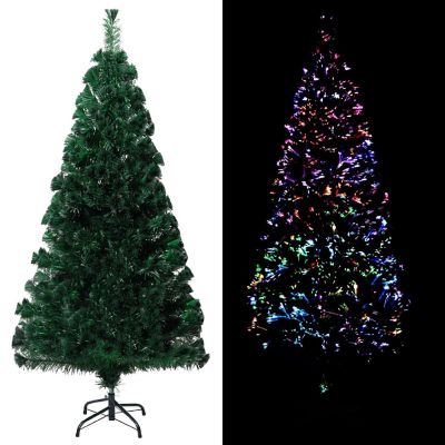 VidaXL 5' Green PVC/Steel/Fiber Optic Artificial Christmas Tree with Stand Image 1