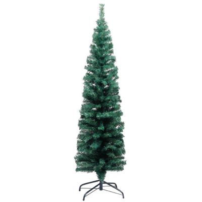 vidaXL 5' Green Slim Artificial Christmas Tree with Stand Image 2