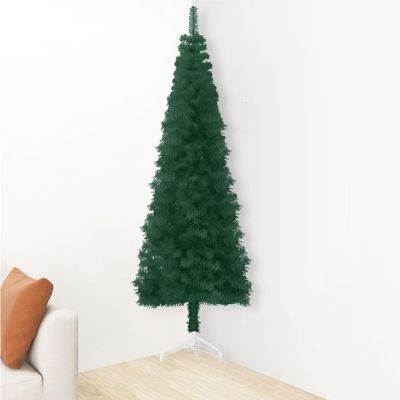 vidaXL 5' Green Slim Artificial Half Christmas Tree with Stand Image 3