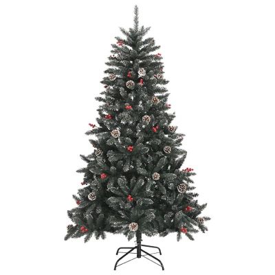 VidaXL 5' Green/White PVC/Steel Artificial Christmas Tree Image 1