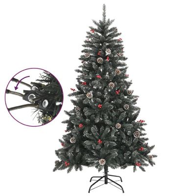 VidaXL 5' Green/White PVC/Steel Artificial Christmas Tree Image 3