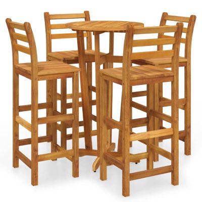 vidaXL 5 Piece Patio Bar Set Solid Wood Acacia Image 2