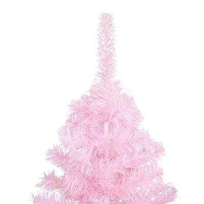 VidaXL 5' Pink Artificial Christmas Tree with LED Lights & 61pc Gold Ornament Set Image 2