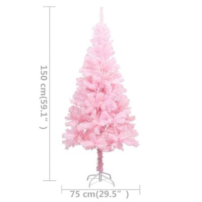 VidaXL 5' Pink Artificial Christmas Tree with LED Lights & 61pc Gold Ornament Set Image 3