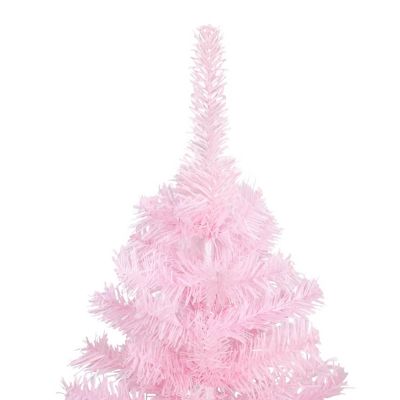 VidaXL 5' Pink Artificial Christmas Tree with LED Lights & 61pc White/Gray Ornament Set Image 2