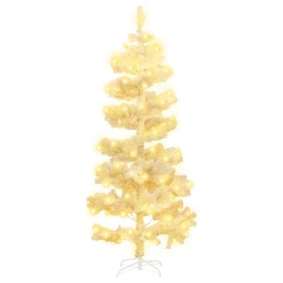 vidaXL 5' White Swirl Christmas Tree with LED Lights & Stand Image 2