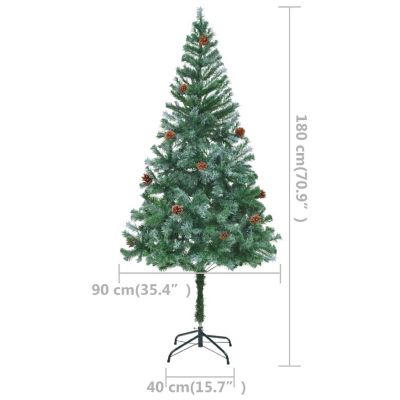 VidaXL 6' Artificial Christmas Tree with LED Lights & 12pc Pine Cone Image 3