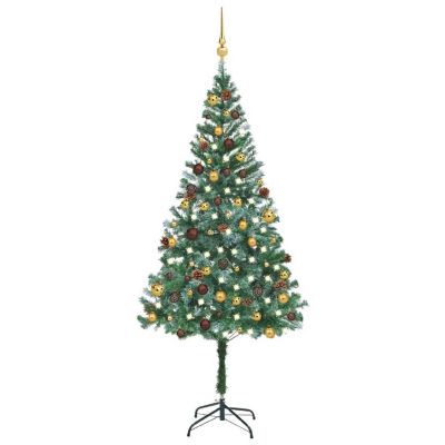 VidaXL 6' Artificial Christmas Tree with LED Lights & 60pc Ornament Set Image 1