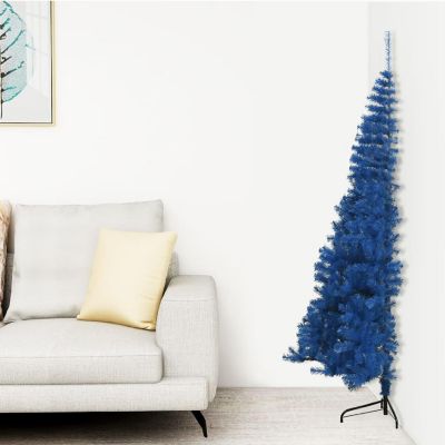 VidaXL 6' Blue PVC/Steel Artificial Half Christmas Tree with Stand Image 1