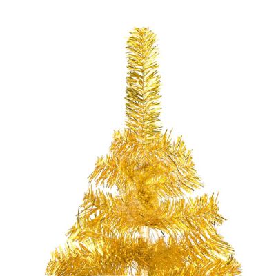 VidaXL 6' Gold Artificial Christmas Tree with LED Lights & Stand Image 2
