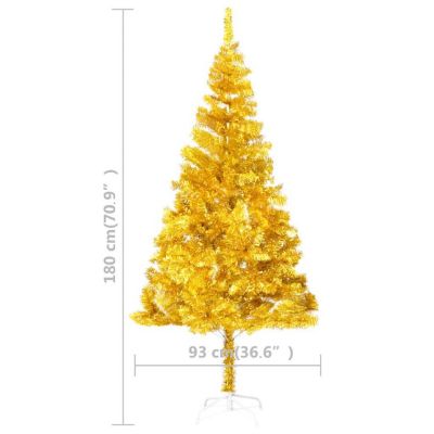 VidaXL 6' Gold Artificial Christmas Tree with LED Lights & Stand Image 3