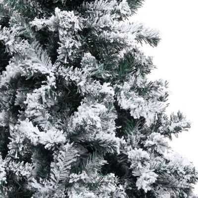 VidaXL 6' Green Artificial Christmas Tree with LED Lights & 61pc White/Gray Ornament Set Image 2