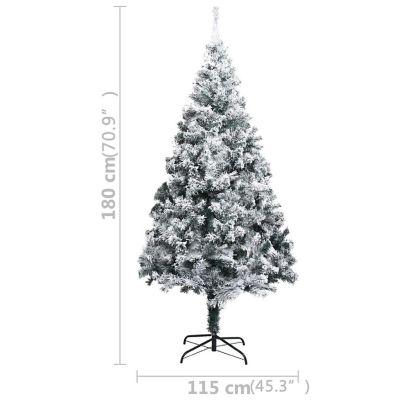 VidaXL 6' Green Artificial Christmas Tree with LED Lights & 61pc White/Gray Ornament Set Image 3