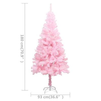 VidaXL 6' Pink Artificial Christmas Tree with LED Lights & 61pc Gold Ornament Set Image 3