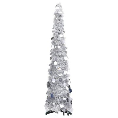 vidaXL 6' Silver PET Pop-up Artificial Christmas Tree Image 1