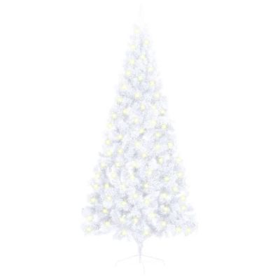 VidaXL 6' White Artificial Half Christmas Tree with LED Lights & Stand Image 1